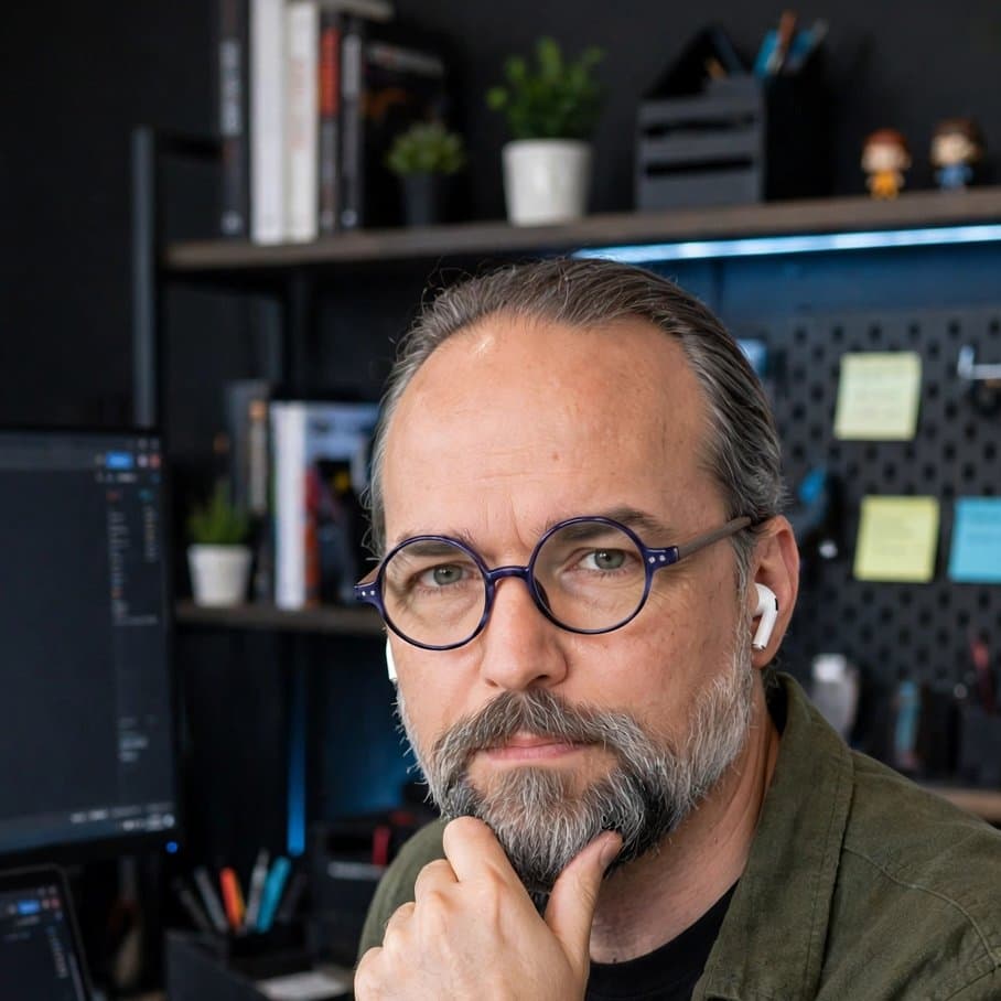 Brian Marvin at his desk, reviewing the agent fleet's work