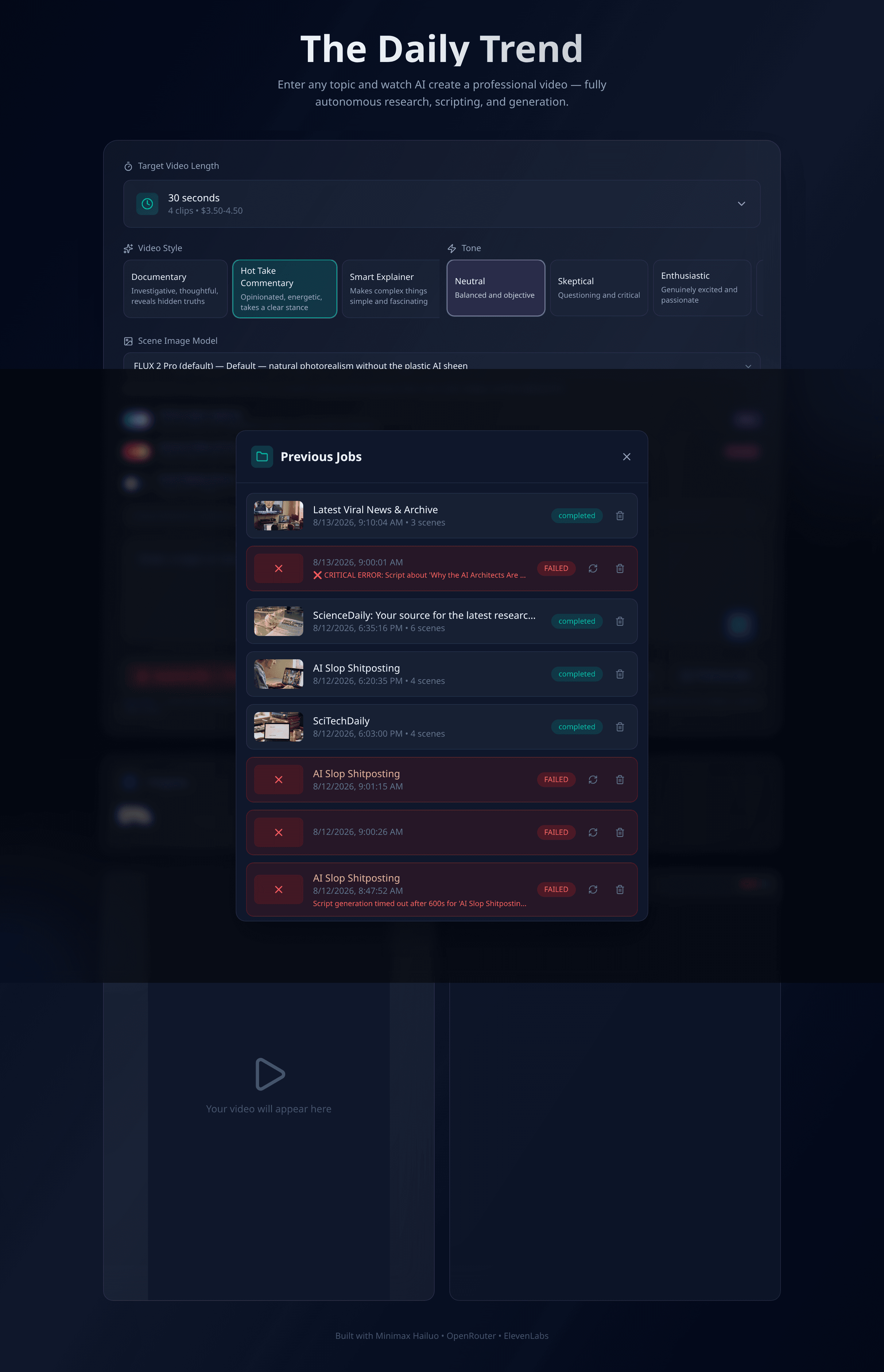 Previous jobs queue - example.